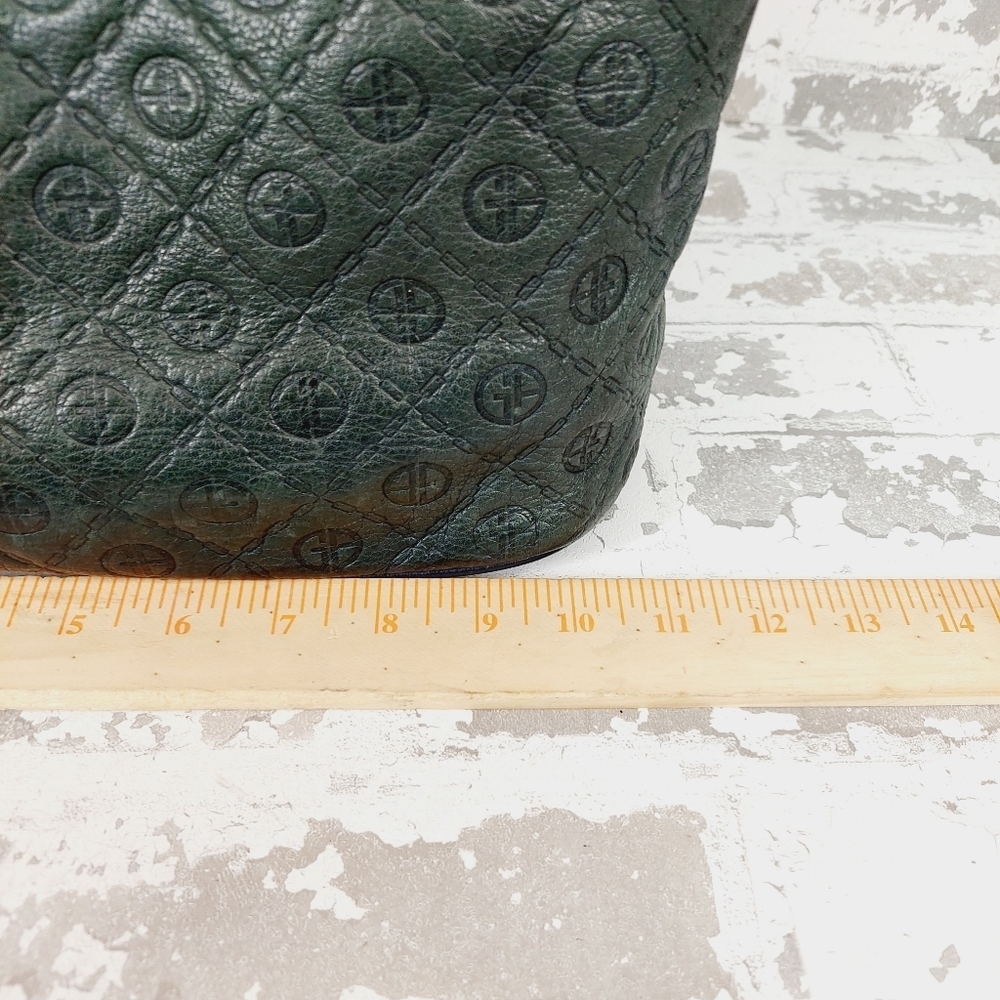 Giani Bernini Green Purse Blue 2Tone Classic Pattern Genuine Leather 0987 - Picture 4 of 14